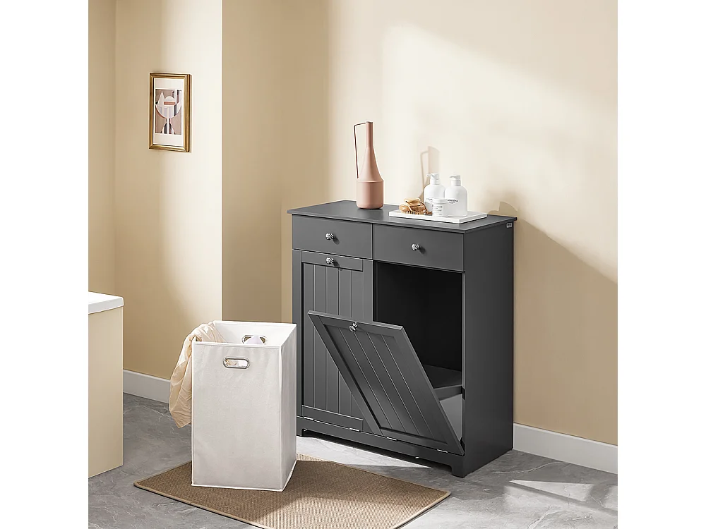 SoBuy Armoire à Linge avec Étagères et Portes, Grise