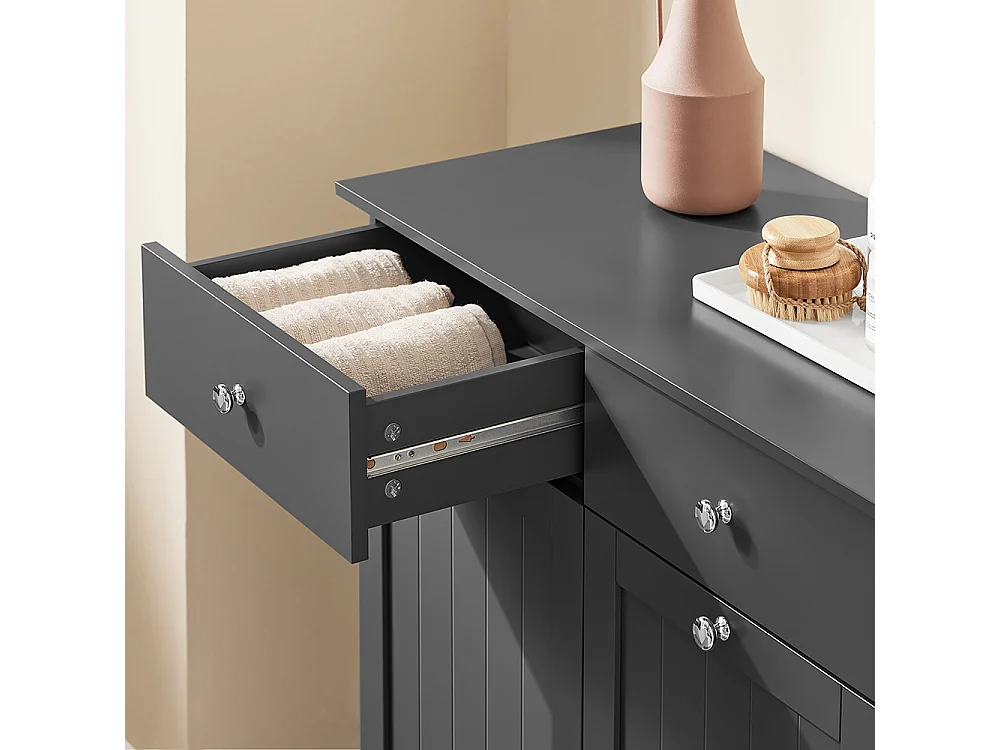 SoBuy Armoire à Linge avec Étagères et Portes, Grise