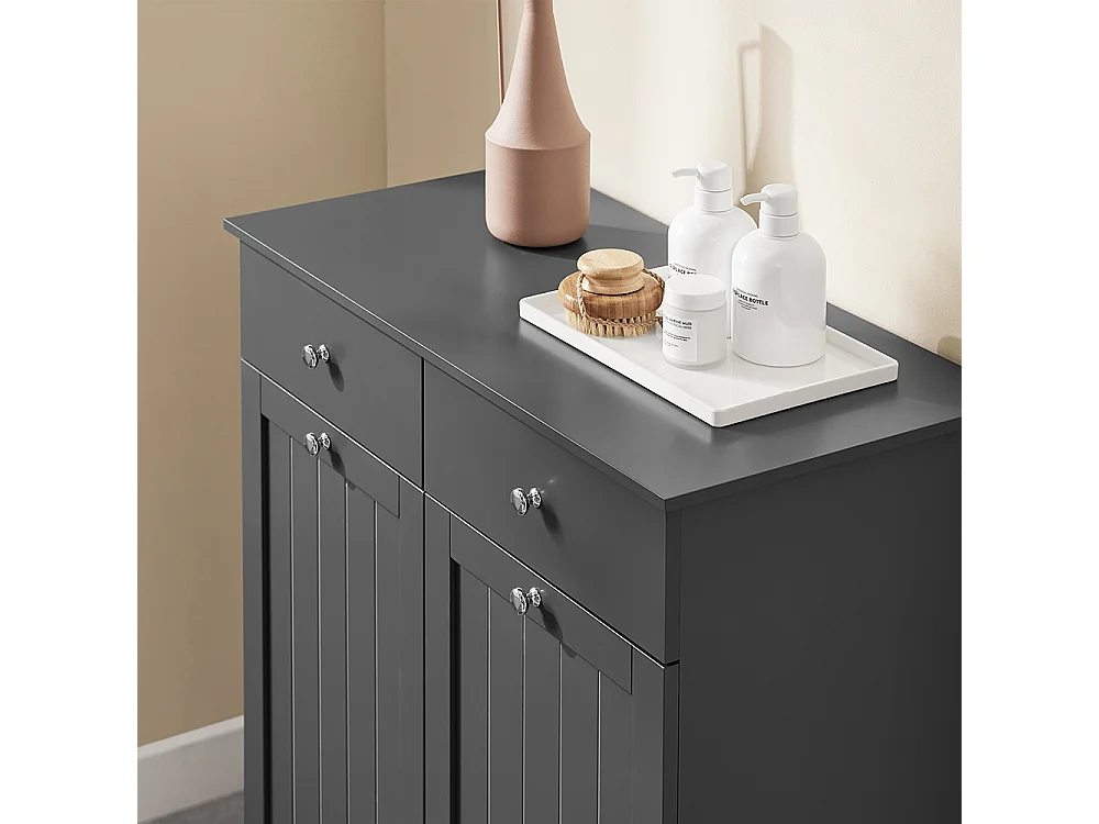 SoBuy Armoire à Linge avec Étagères et Portes, Grise
