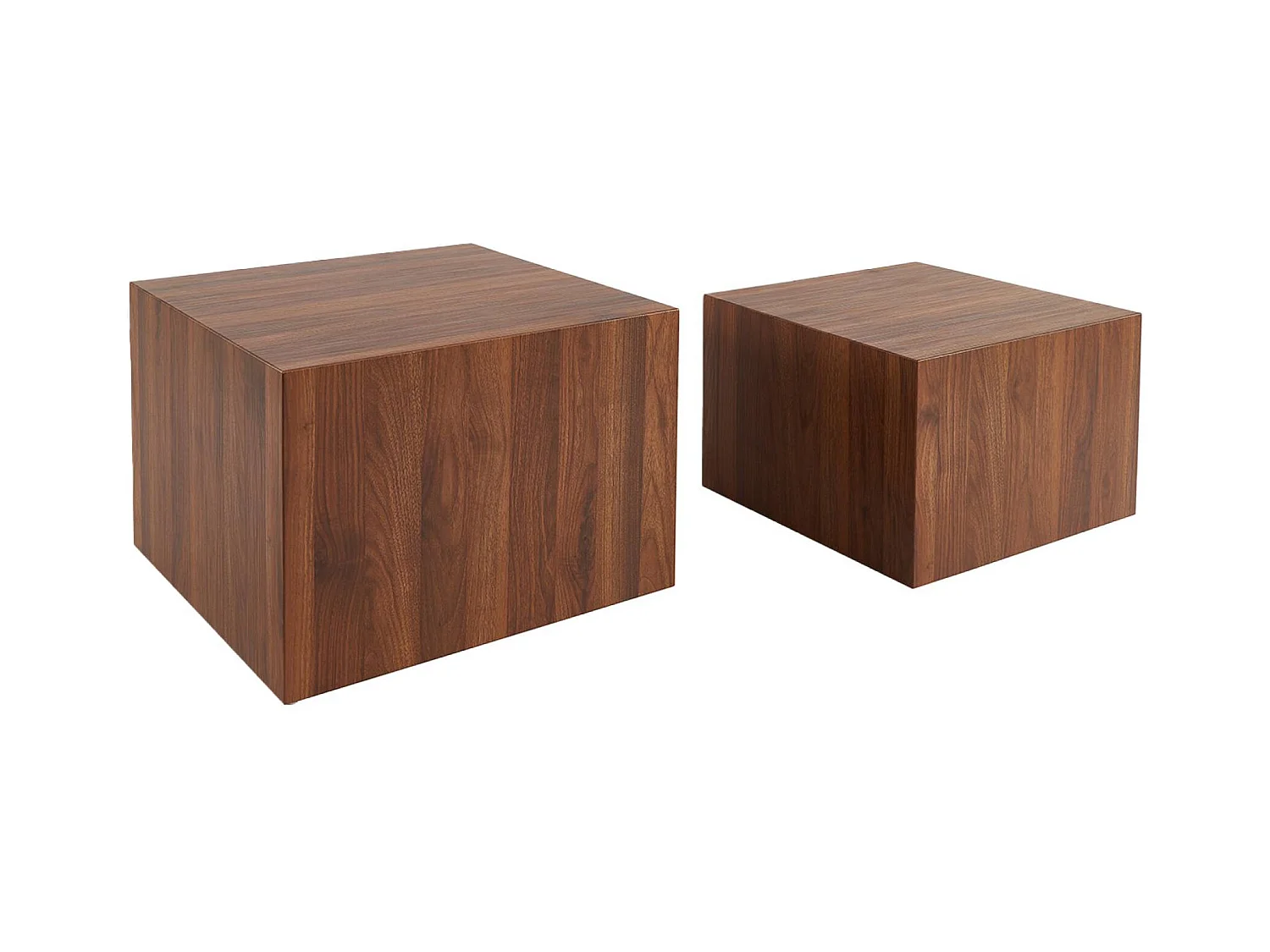 Lot de 2 tables basses rondes effet noyer. Ø58 x H 40cm / Ø50 x H 33cm SYLVA