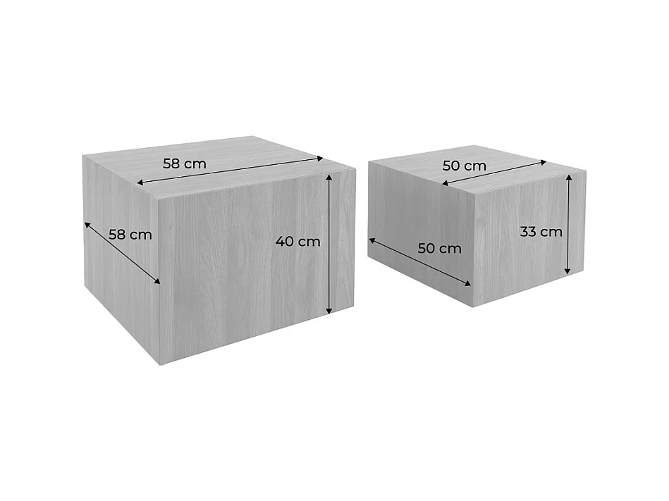 Lot de 2 tables basses rondes effet noyer. Ø58 x H 40cm / Ø50 x H 33cm SYLVA