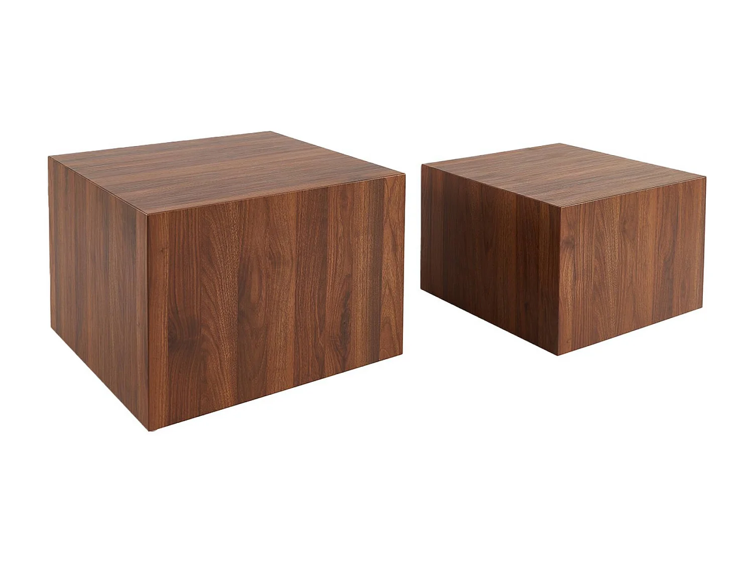 Mesas de centro cuadradas efecto fresno, set de 2 nogal