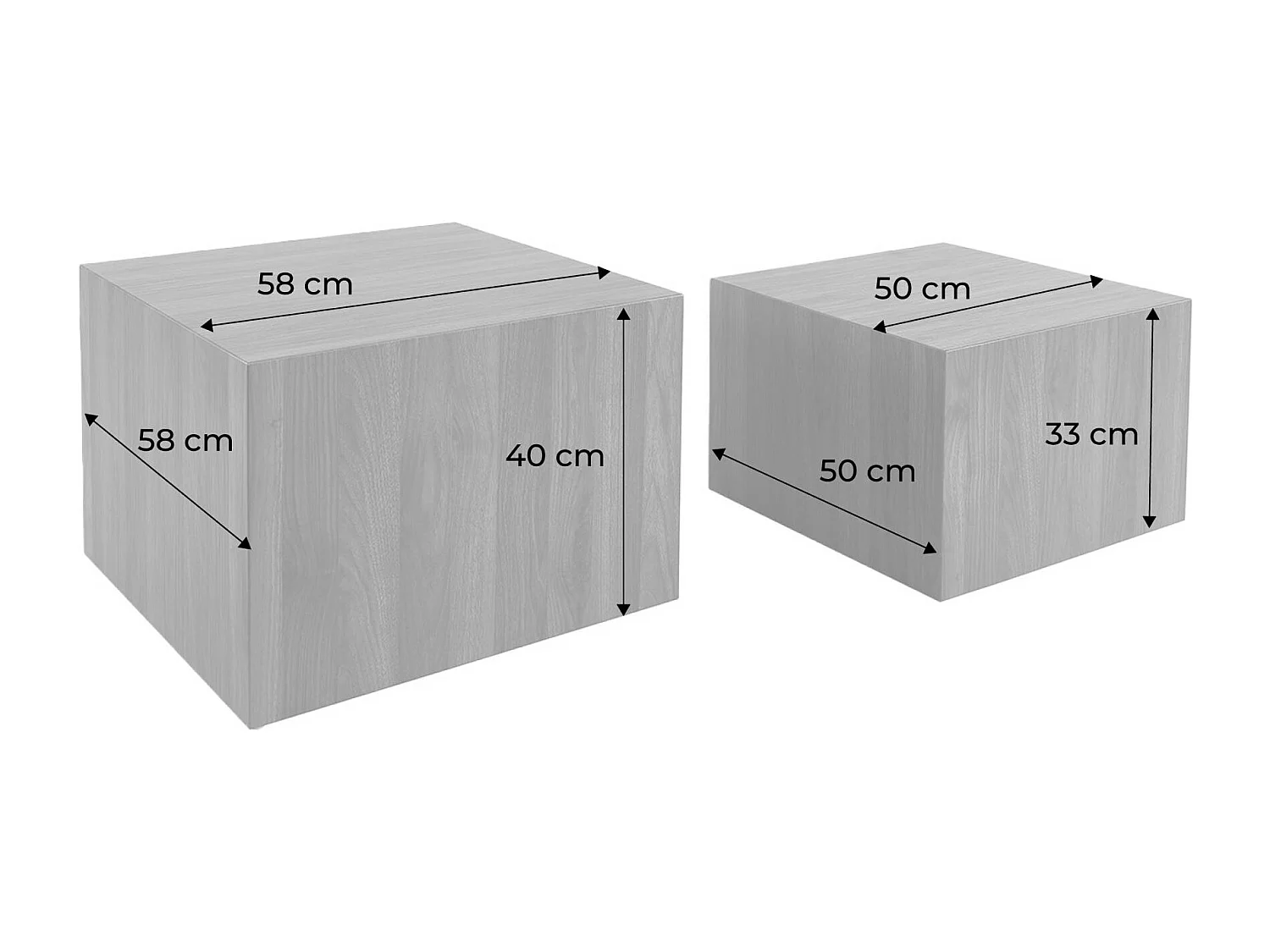 Mesas de centro cuadradas efecto fresno, set de 2 nogal