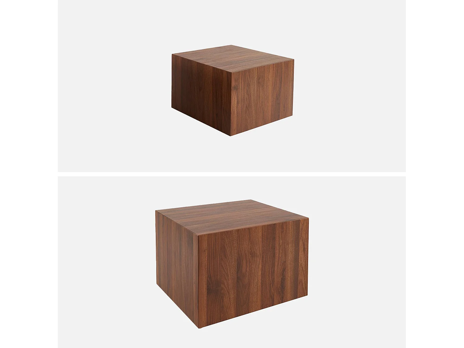 Mesas de centro cuadradas efecto fresno, set de 2 nogal