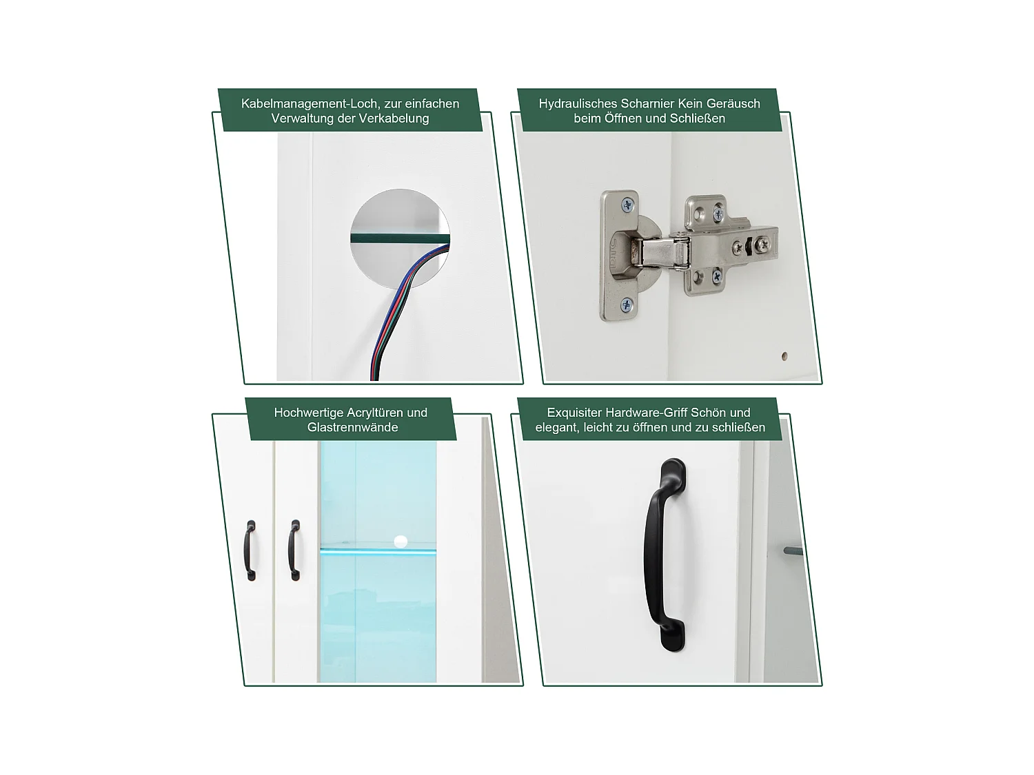 Armário de exposição LED de 16 cores com 2 portas transparentes, buffet iluminado para sala de jantar