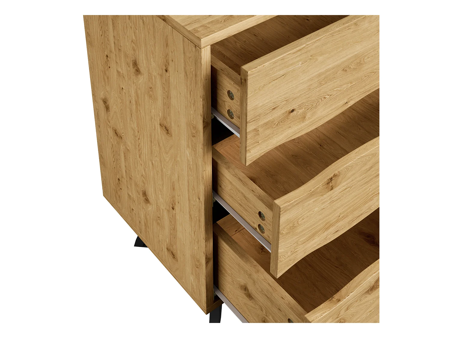 Aparador Moderno com 6 Gavetas - Pés Metálicos, para Sala de Estar e Sala de Jantar - 120x40x75,5 cm