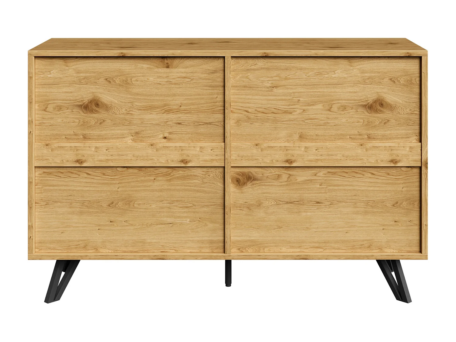 Aparador moderno con 6 cajones - Patas de metal, para salón y comedor - 120x40x75,5 cm