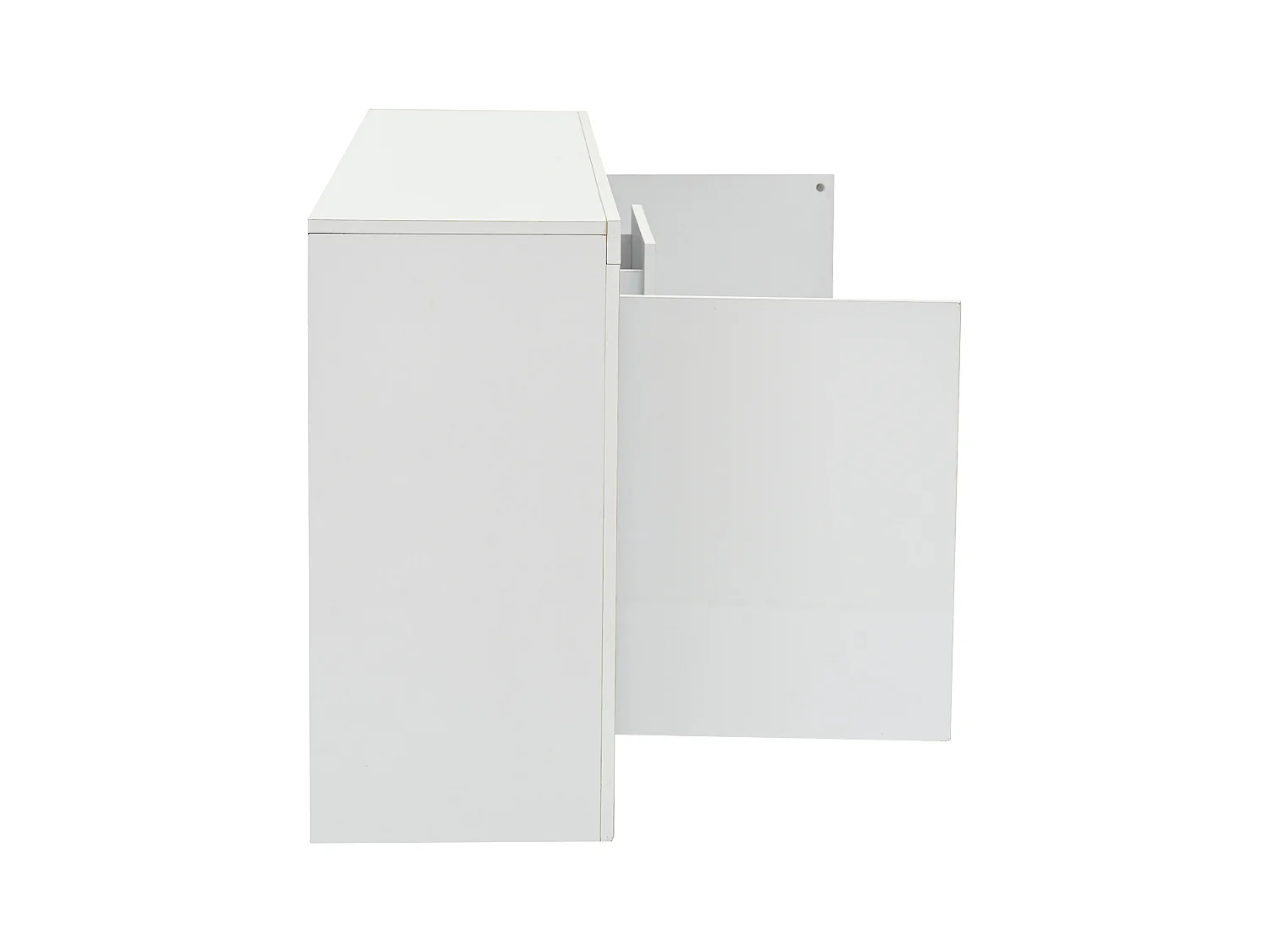 Buffet avec 3 Tiroirs Et 2 Portes, avec Éclairage LED, sans Poignées, 140 X 35 X 72,5 cm - Blanc