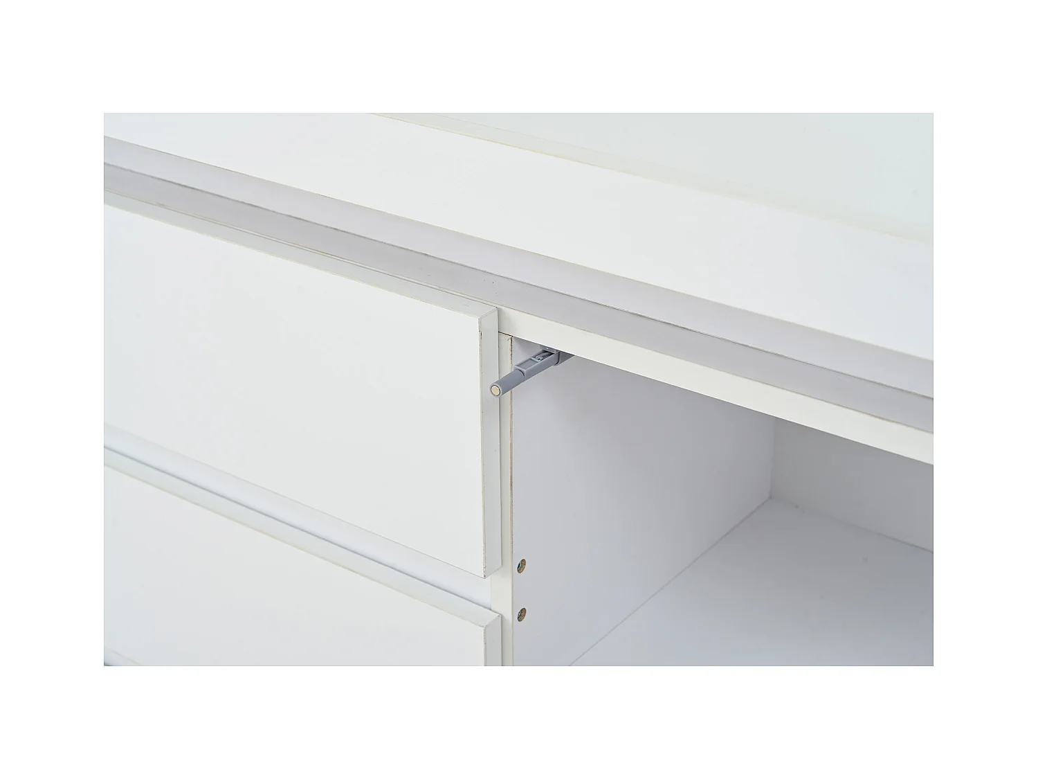 Buffet avec 3 Tiroirs Et 2 Portes, avec Éclairage LED, sans Poignées, 140 X 35 X 72,5 cm - Blanc