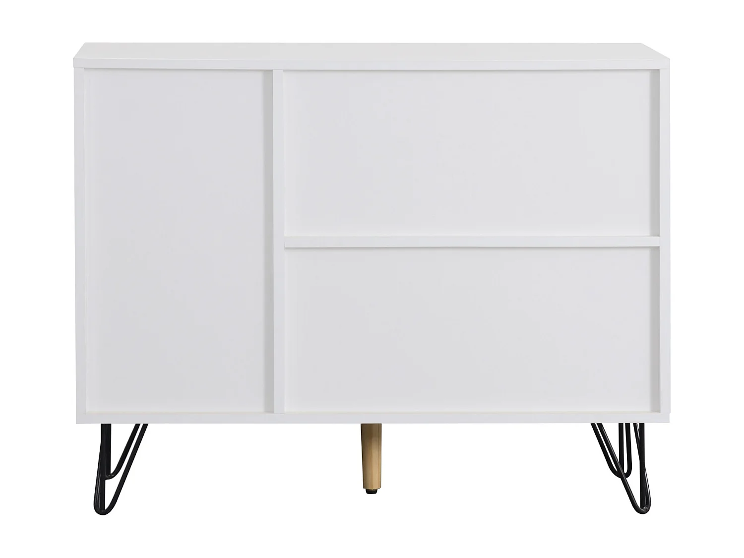 Aparador moderno con patas de metal para recibidor y salón, 90 x 30 x 71,5 cm, blanco