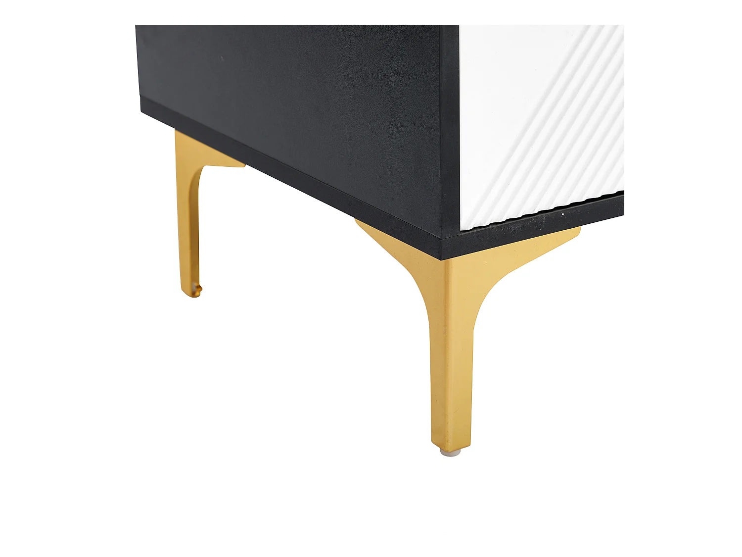 Buffet 120 x 40 x 88 cm, blanc et noir, avec poignées, portes à rayures, pour salon, salle à manger