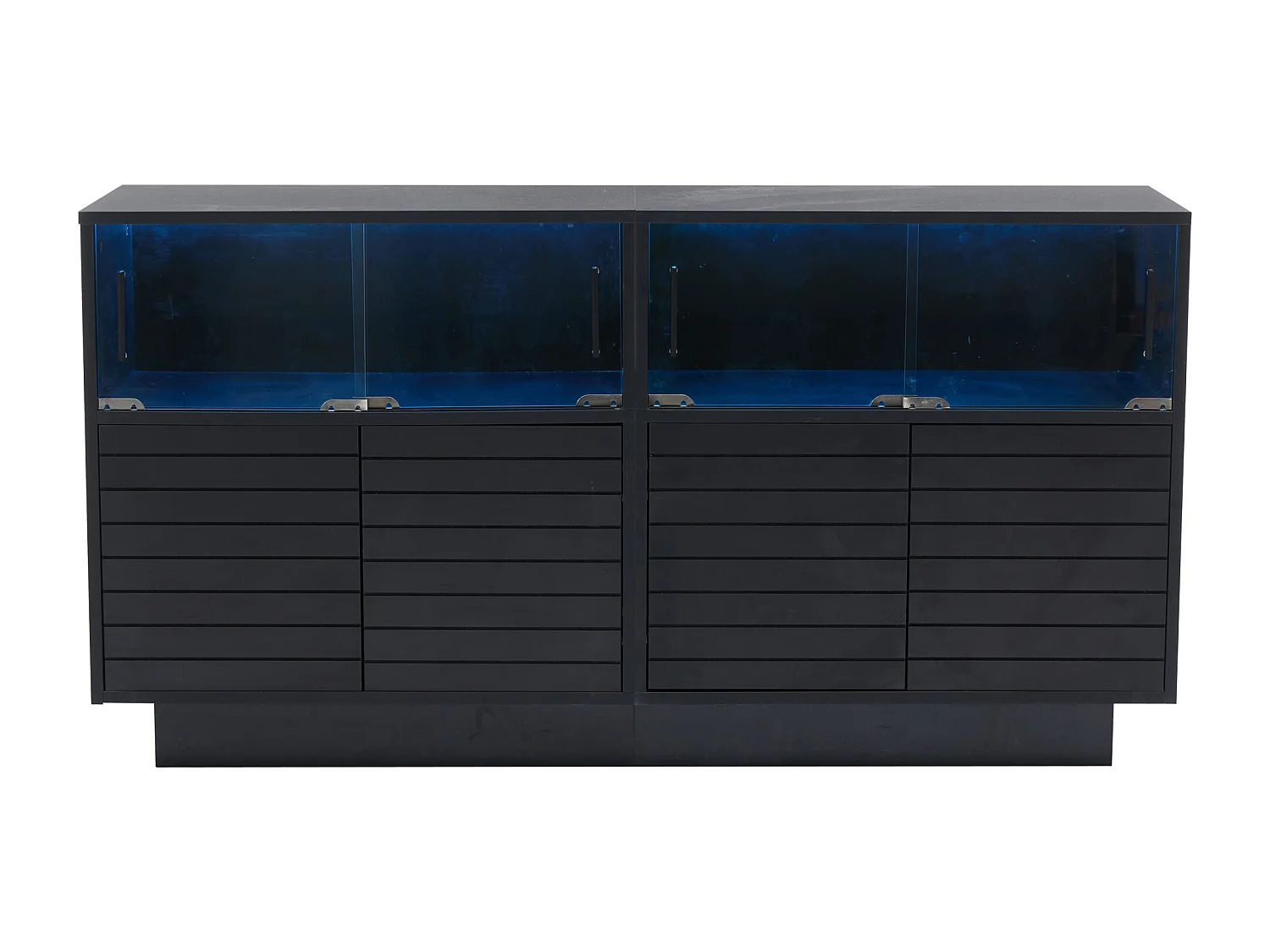 Buffet de salon avec 2 armoires et 4 compartiments, - Armoire de salon moderne avec LED - Noir