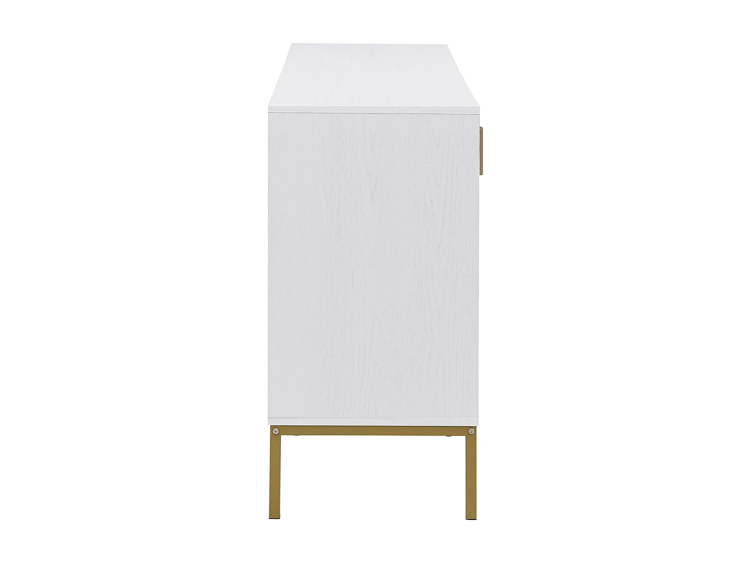 Buffet moderne 4 portes en blanc et or – MDF, pieds métalliques, pour salon et salle à manger
