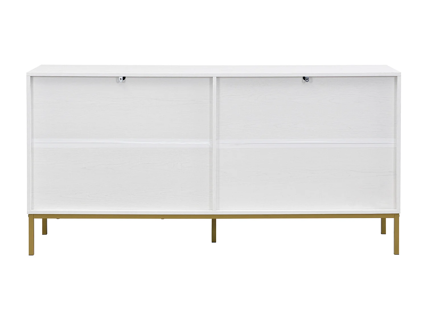 Buffet moderne 4 portes en blanc et or – MDF, pieds métalliques, pour salon et salle à manger