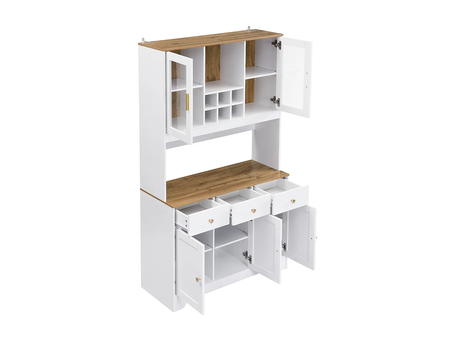 Buffet haut en bois blanc, 94,5 x 30 x 175,5 cm, design moderne pour salon et salle à manger