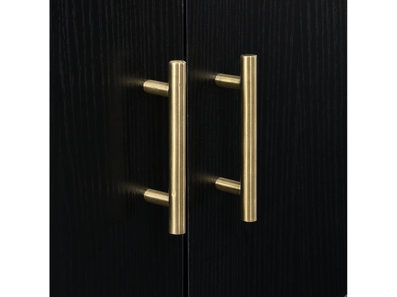 Aparador moderno de 4 portas em preto e dourado - MDF, pés de metal, para sala de estar e sala de jantar