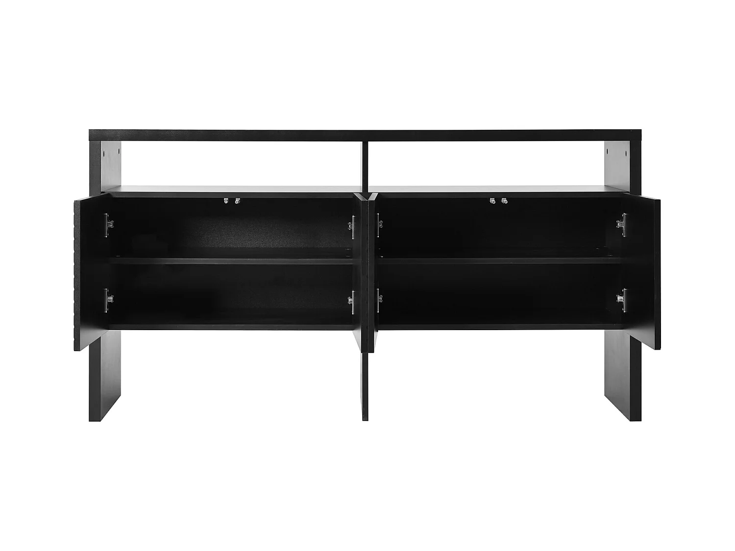 Aparador de 4 portas 140 x 35 x 75 cm - com espaço de armazenamento - para sala de jantar, sala de estar - Preto