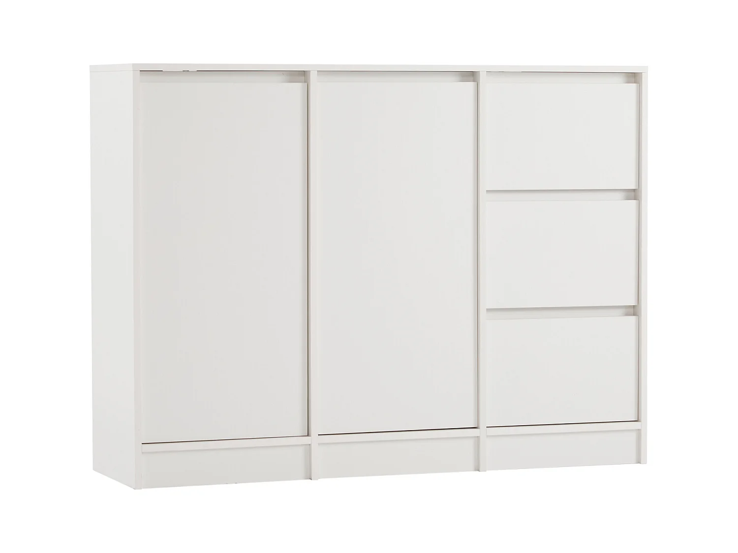 Aparador com 2 portas, 3 gavetas, armário de arrumação para sala de jantar, sala de estar, 120x90x35cm, branco