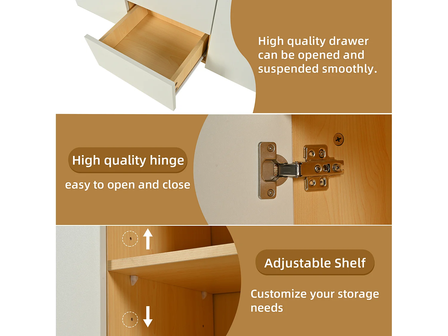 Buffet de cuisine - Commode en bois - Armoire buffet - Armoire de salon - avec LED, 140x40x70, Blanc