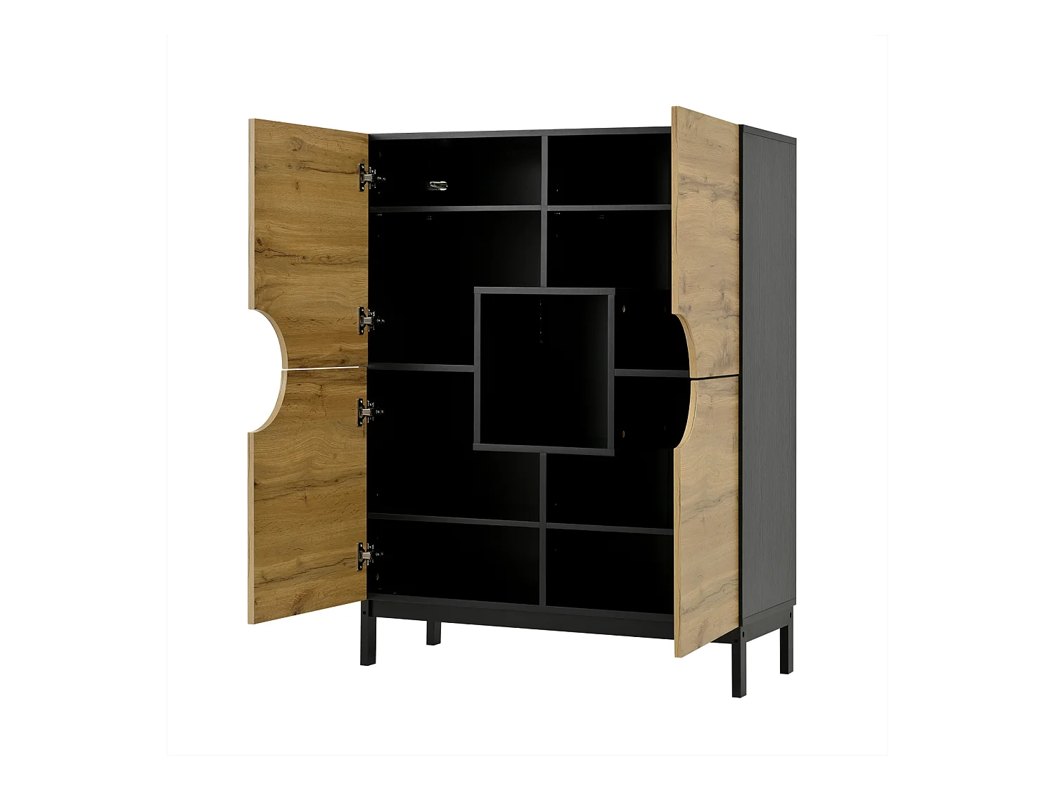 Armário de exposição e sapateira 2 em 1 – Design moderno com prateleiras ajustáveis e amplo espaço de armazenamento