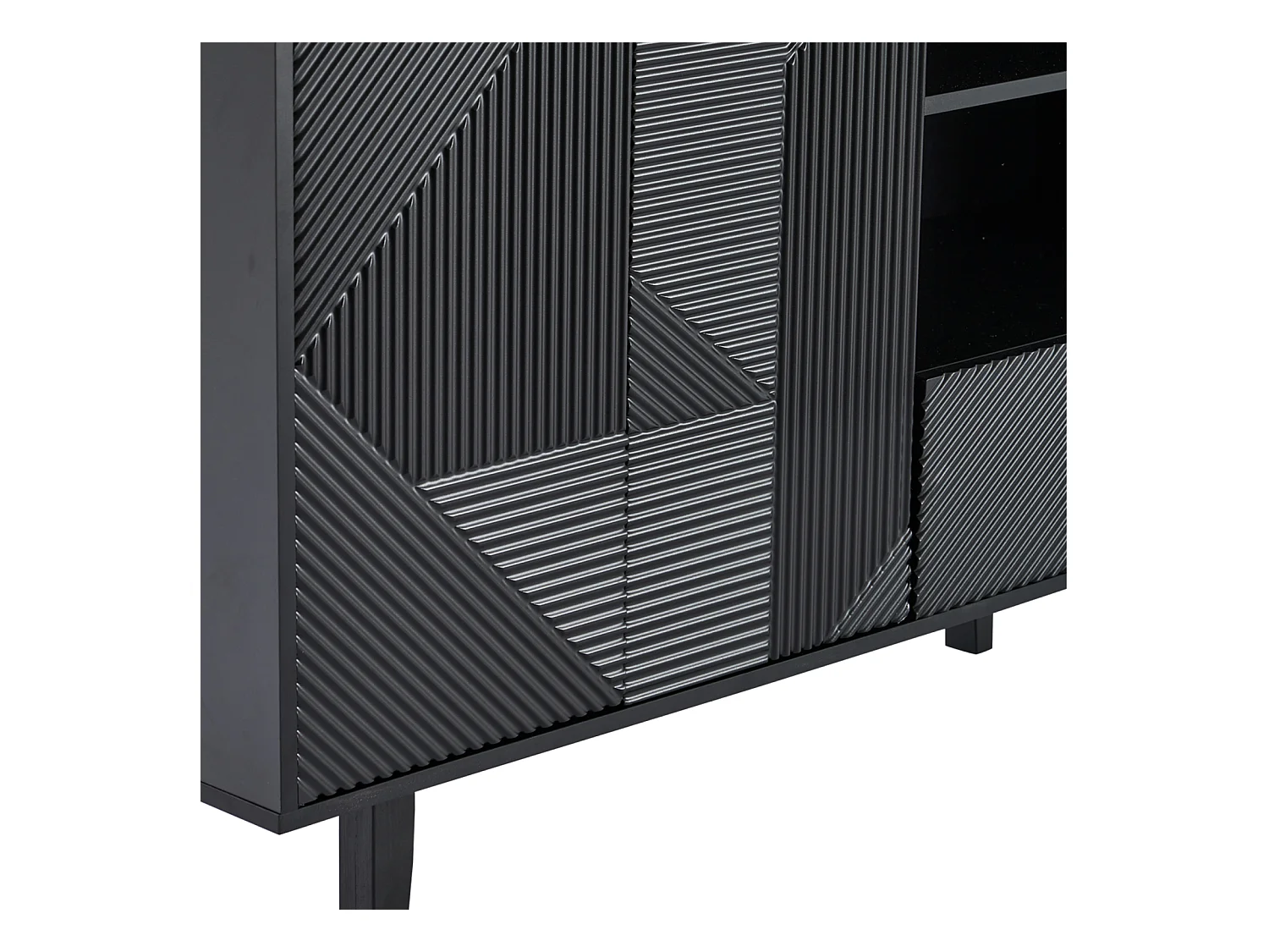 Aparador de sala de estar de 125 cm, móvel de armazenamento com 2 portas e 1 gaveta, cômoda, preto