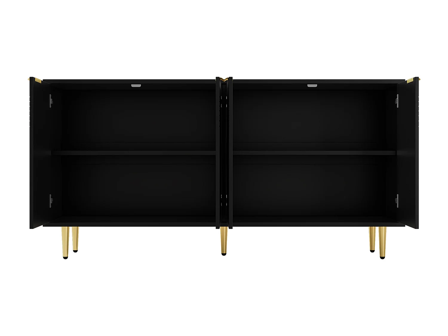 Buffet Rangement Meuble 160×80×40 cm avec 4 Portes - Buffet en Bois pour Cuisine et Salon, Noir