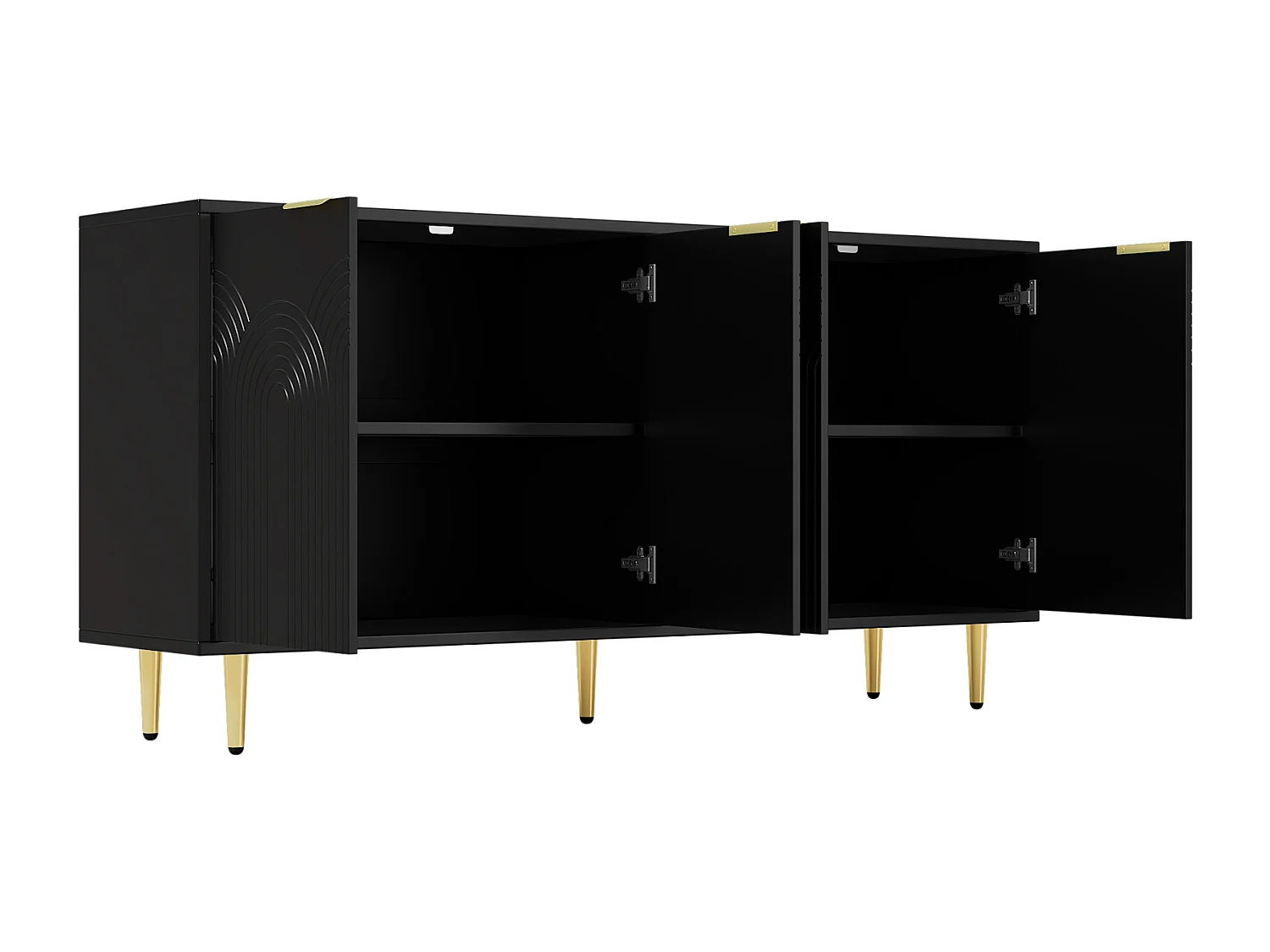 Buffet Rangement Meuble 160×80×40 cm avec 4 Portes - Buffet en Bois pour Cuisine et Salon, Noir