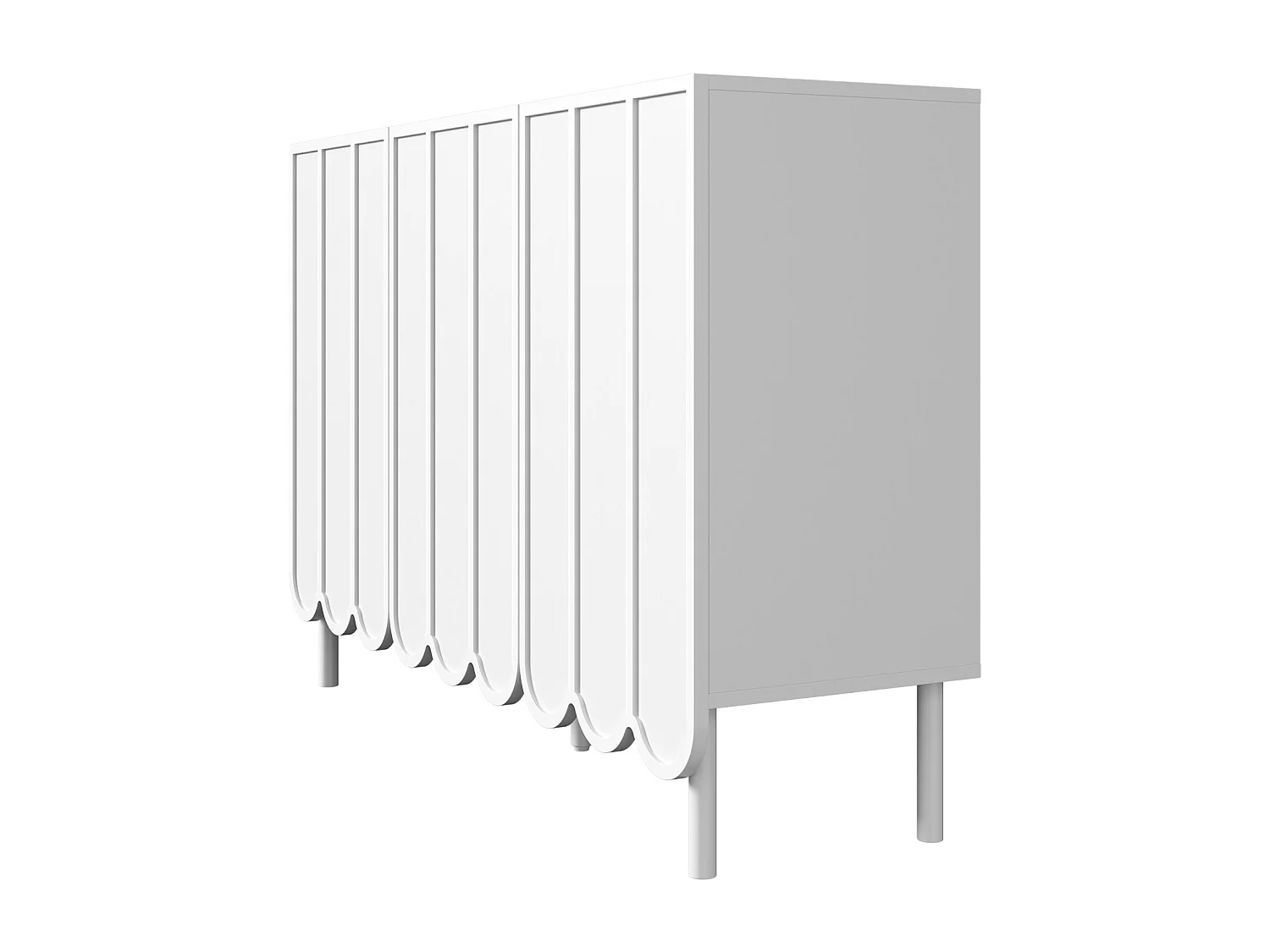 Buffet Moderne en Bois avec Portes ondulées – 120x35x80 cm – pour Salon, Couloir et Salle, blanc