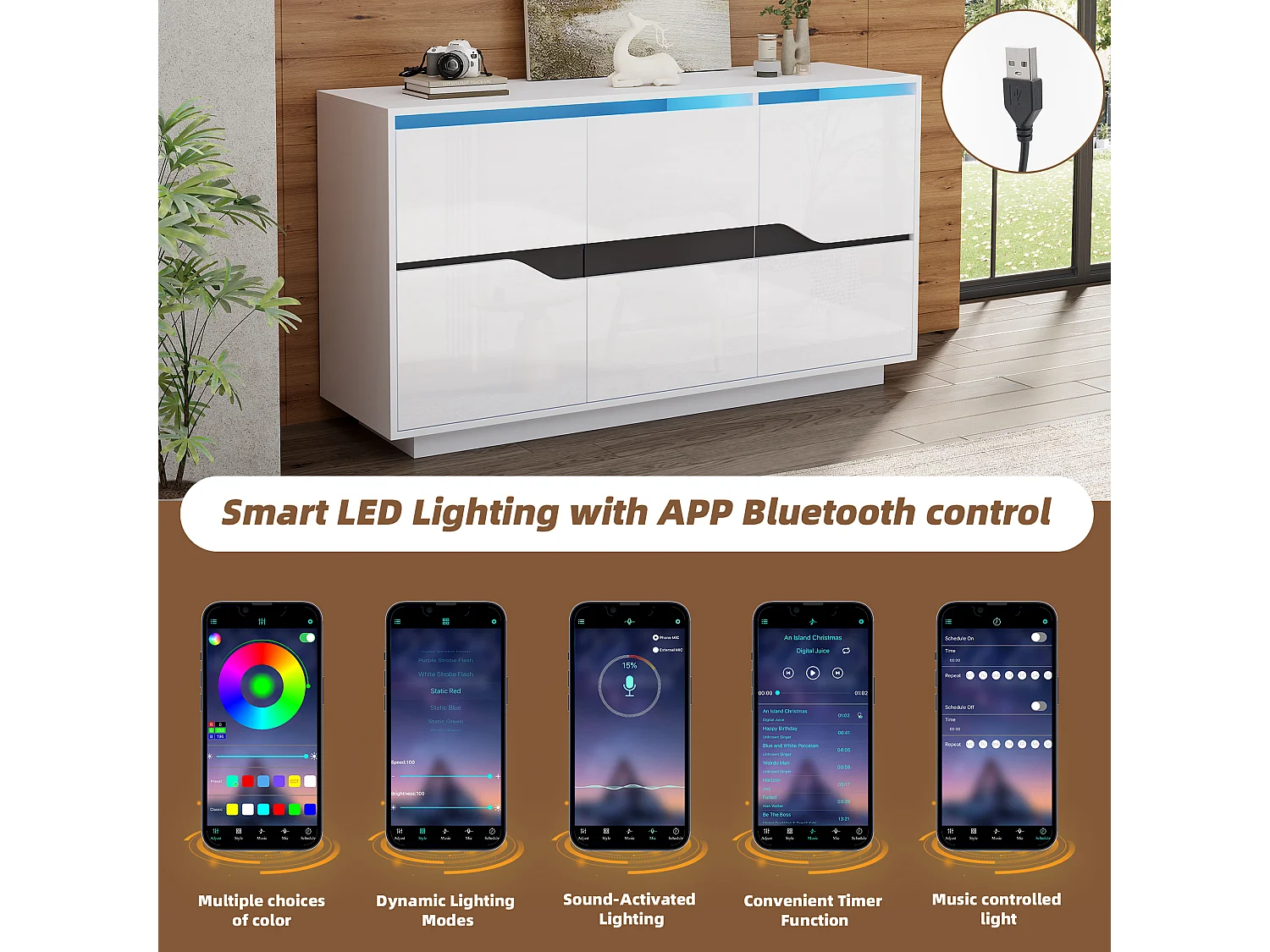 Aparador de salón con 3 puertas, mueble de comedor multiusos, almacenaje blanco, 140 x 40 x 76 cm