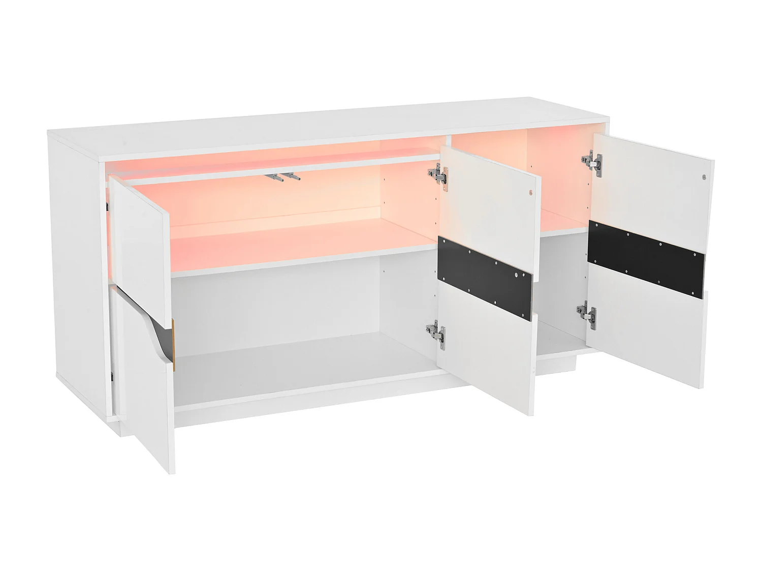 Dressoir met 3 deuren voor de woonkamer, veelzijdige eetkamerkast, witte opbergkast, 140 x 40 x 76 cm