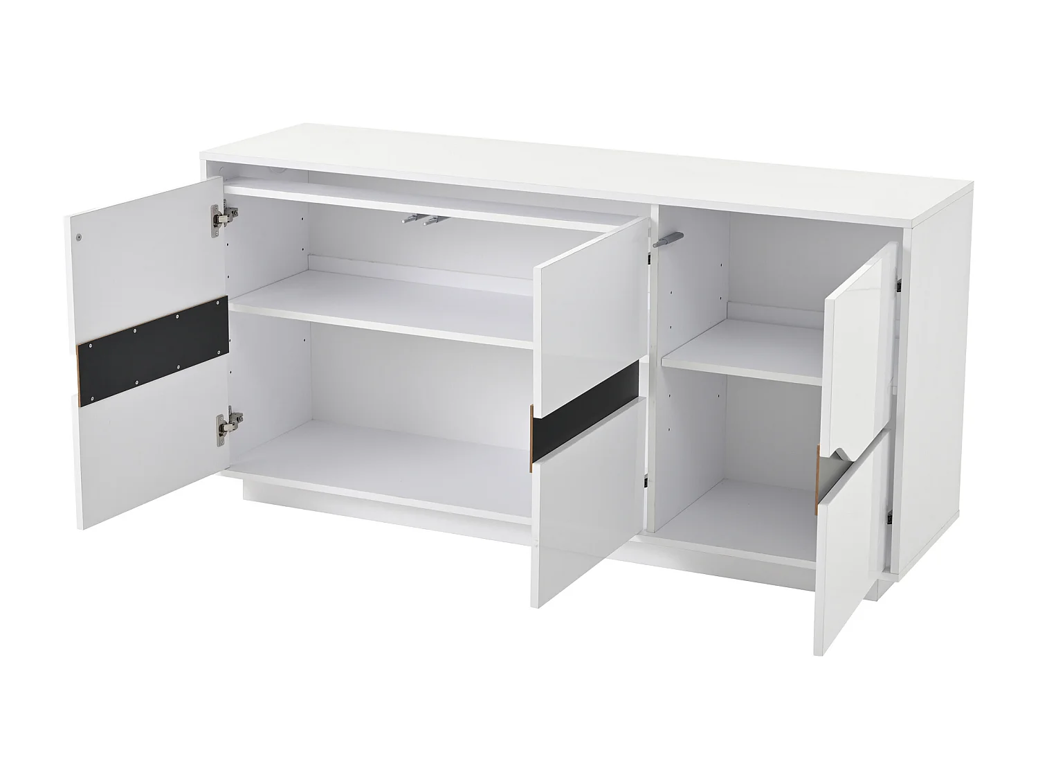 Dressoir met 3 deuren voor de woonkamer, veelzijdige eetkamerkast, witte opbergkast, 140 x 40 x 76 cm