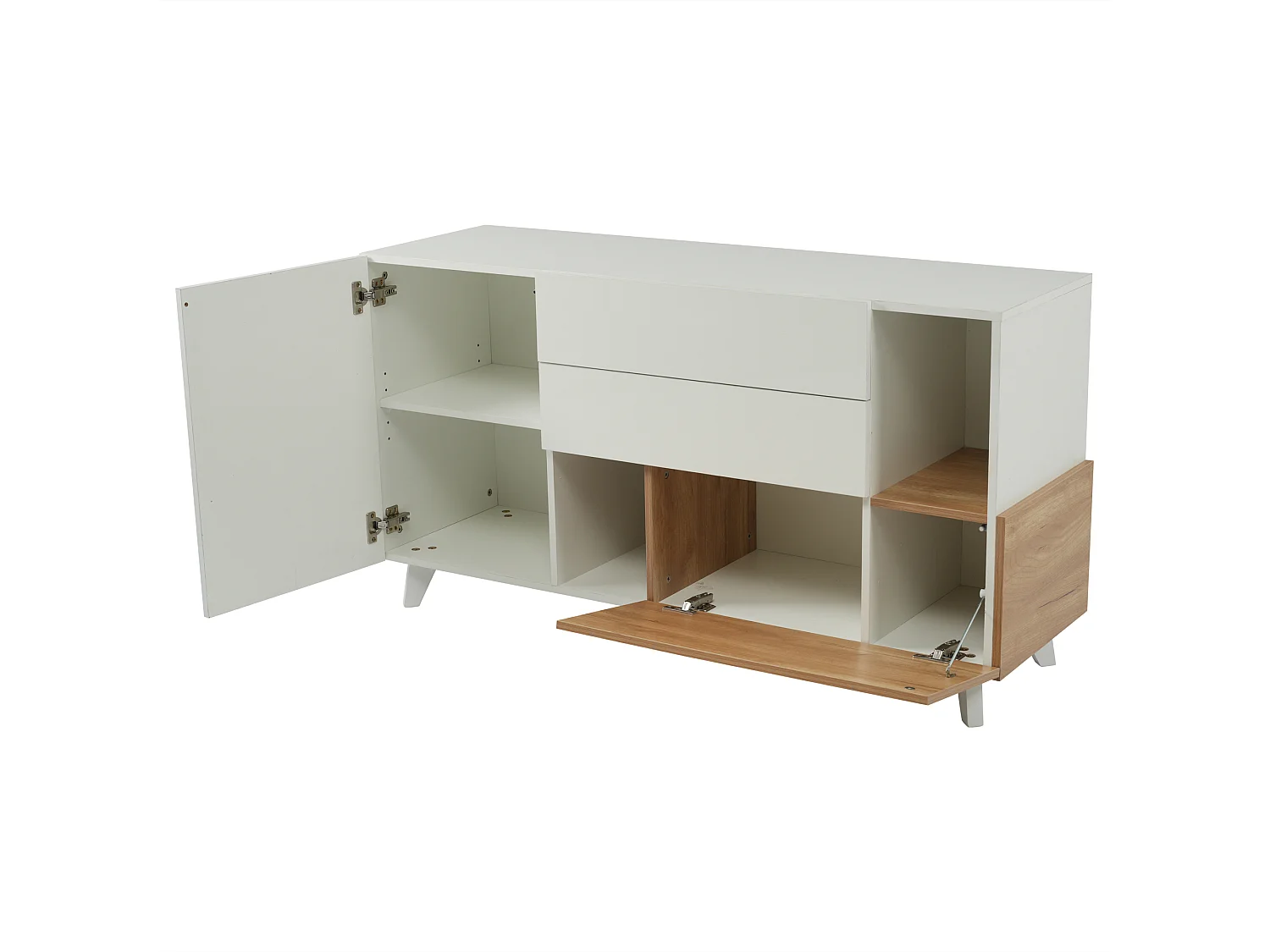 Buffet de salle à manger moderne avec portes sans poignée - Blanc - Rangement multifonctionnel