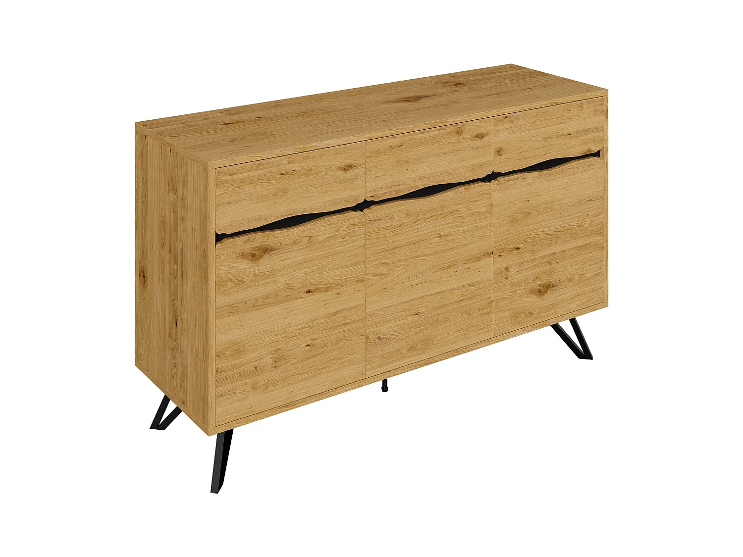 Aparador de 3 puertas con patas de metal, para dormitorio, salón, 140 x 40 x 75,5 cm, Madera