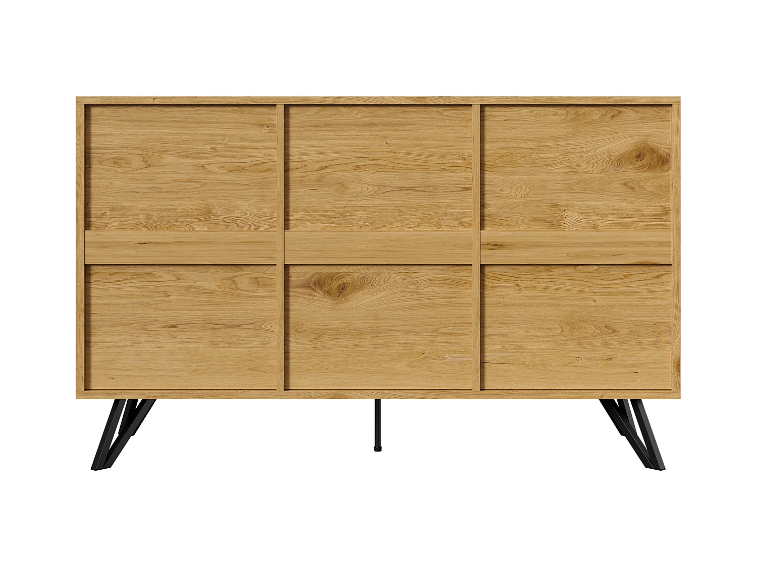 Aparador de 3 puertas con patas de metal, para dormitorio, salón, 140 x 40 x 75,5 cm, Madera