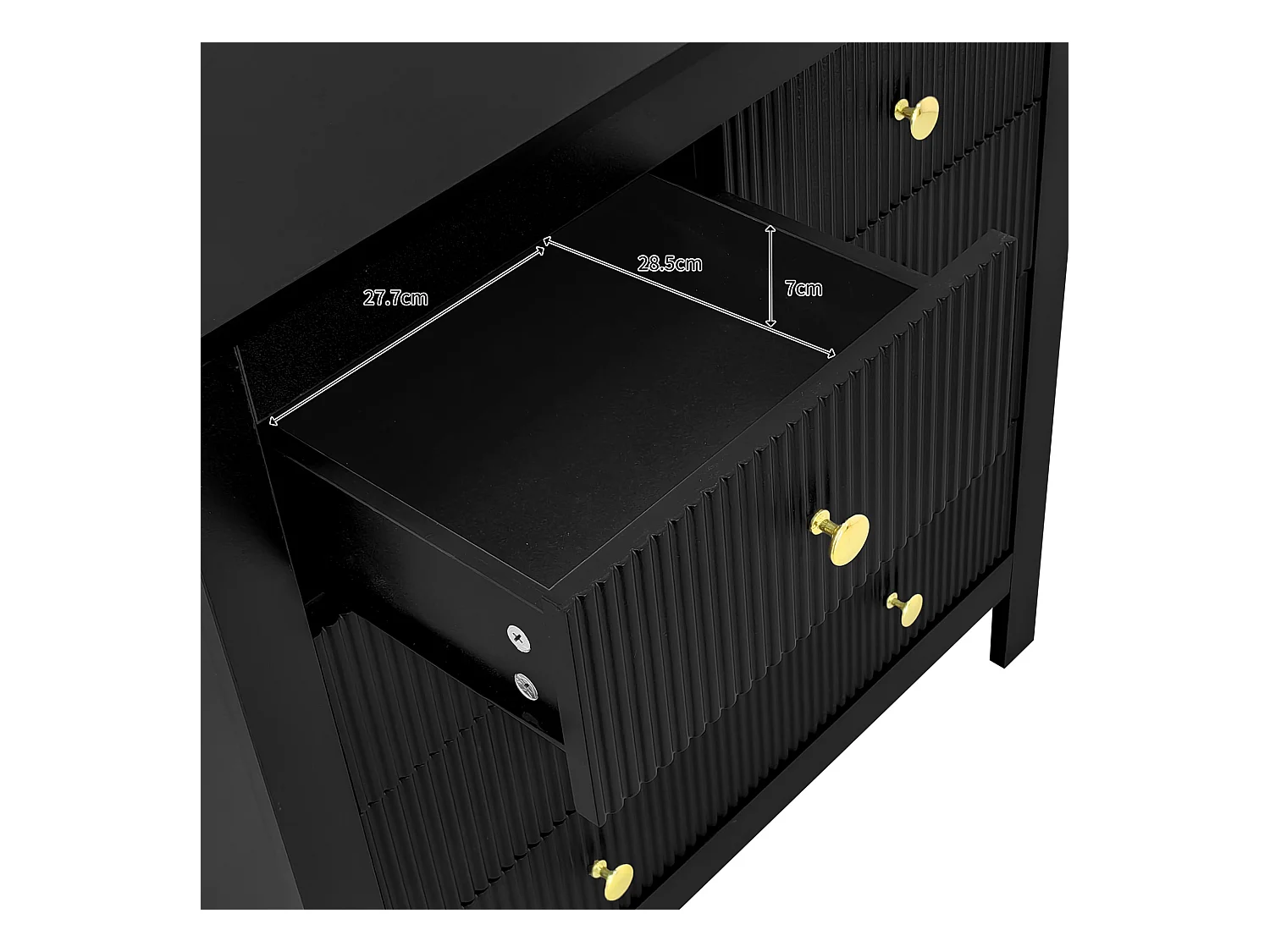 Buffet de Style Contemporain, Commode avec Espace de Rangement, avec poignées dorées, Noir