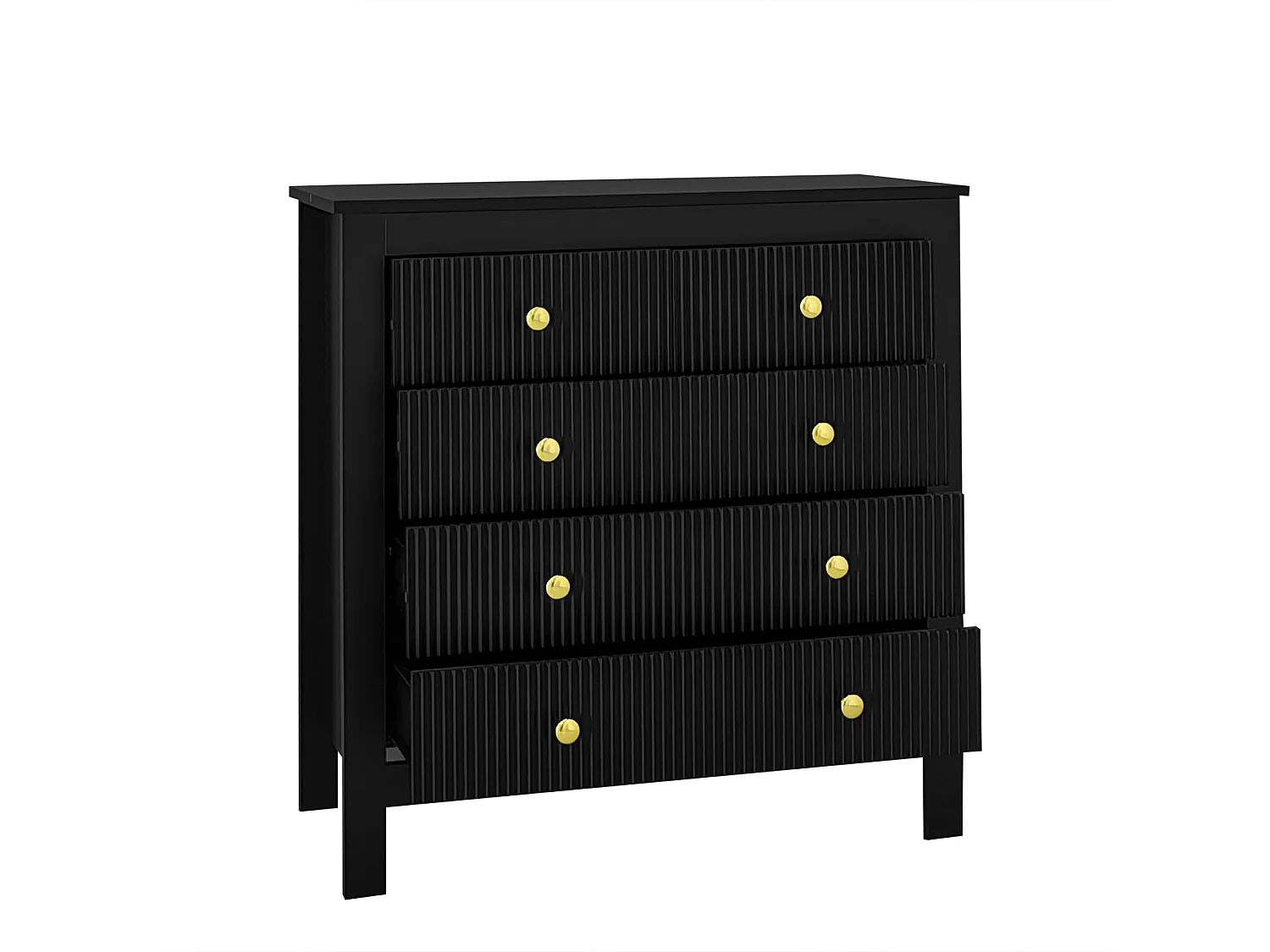 Buffet de Style Contemporain, Commode avec Espace de Rangement, avec poignées dorées, Noir