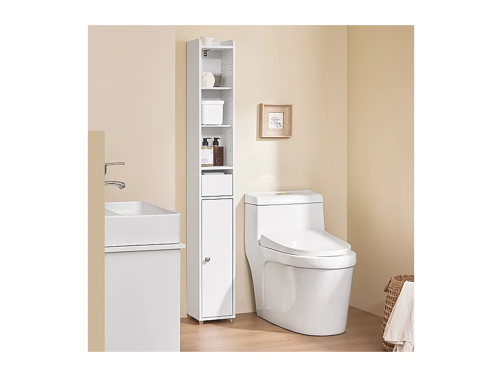 SoBuy Badkamerkast met Deur en Lade, Apothekerskast, Wit