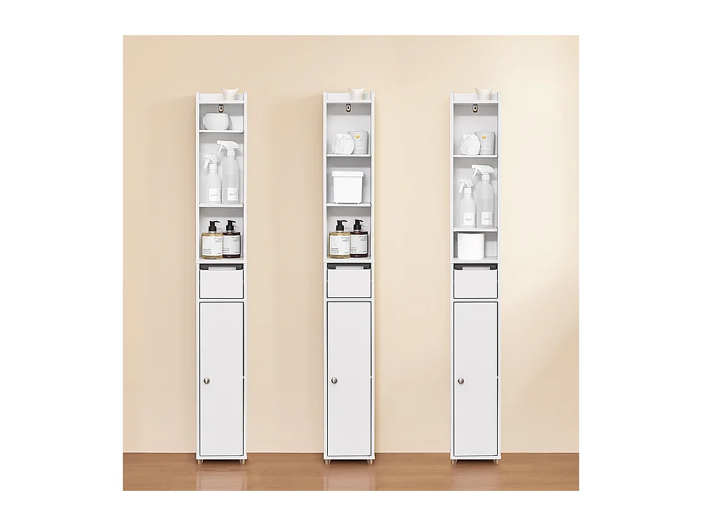 SoBuy Badkamerkast met Deur en Lade, Apothekerskast, Wit