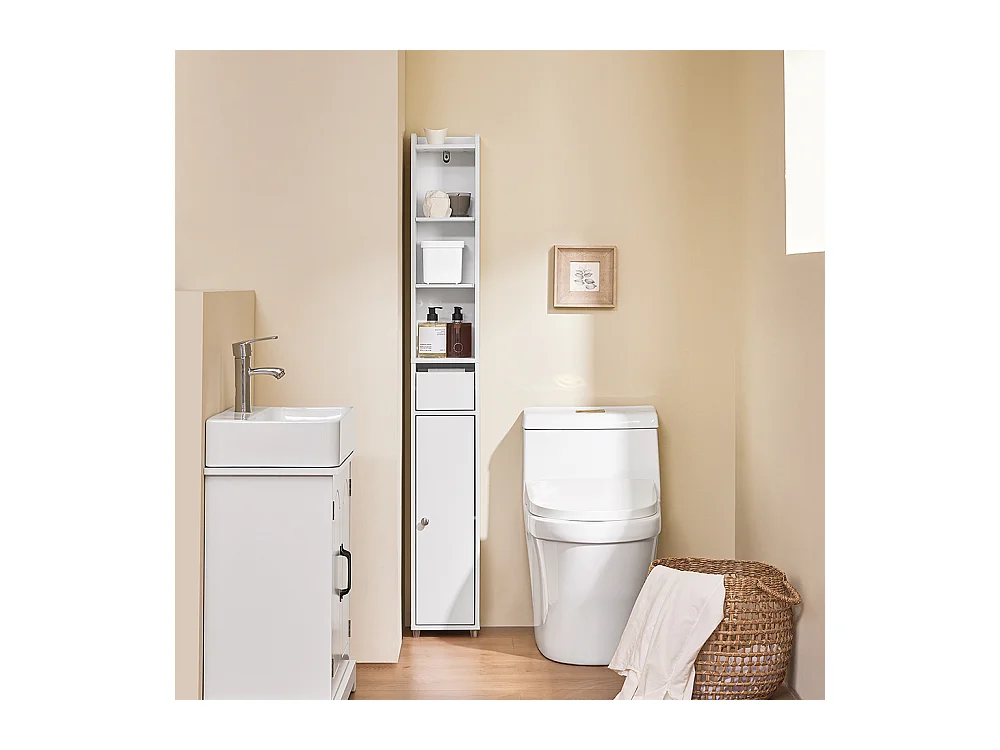 SoBuy Colonne de Rangement pour Salle de Bain avec Portes et Tiroirs