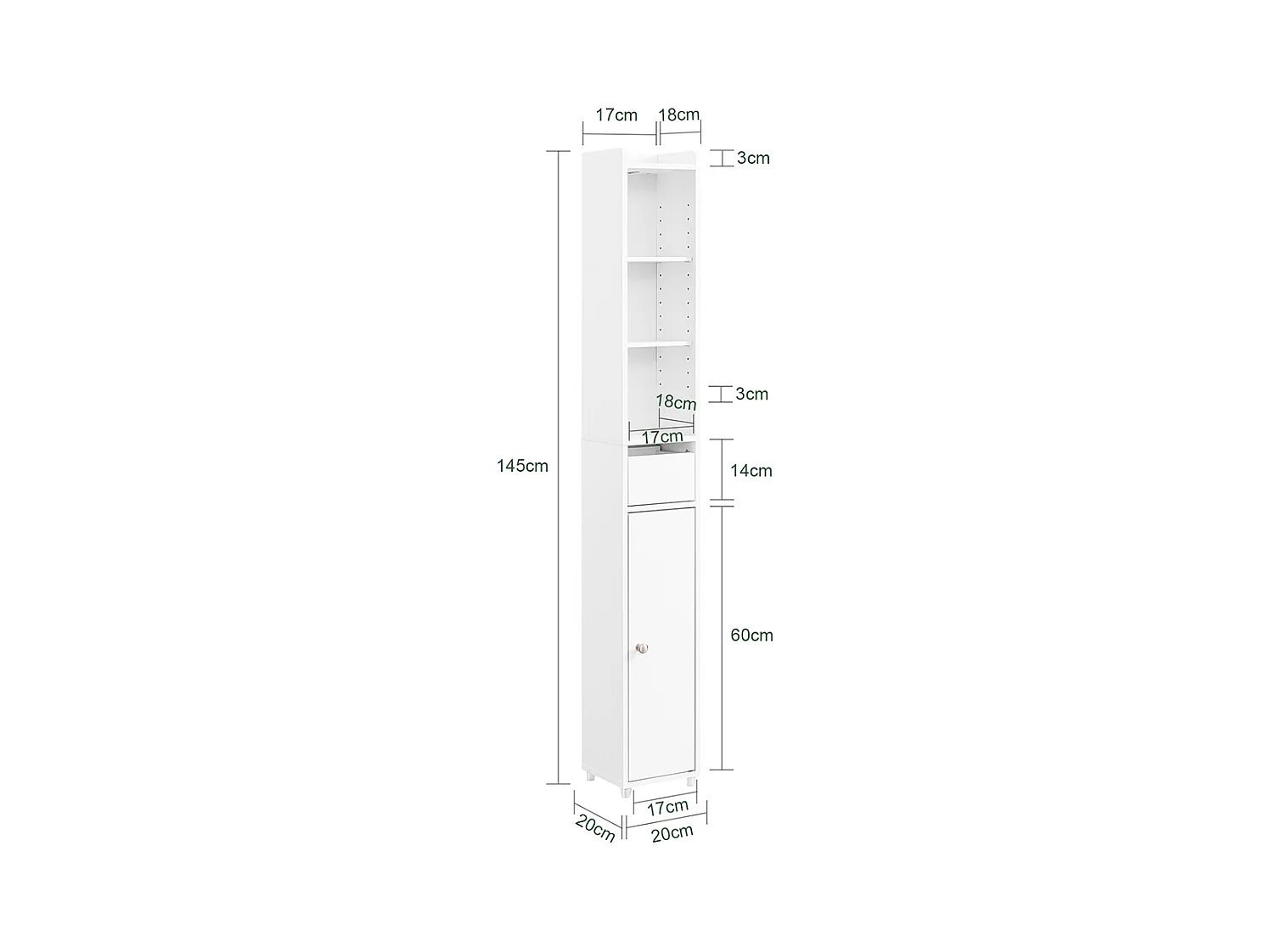 SoBuy Colonne de Rangement pour Salle de Bain avec Portes et Tiroirs