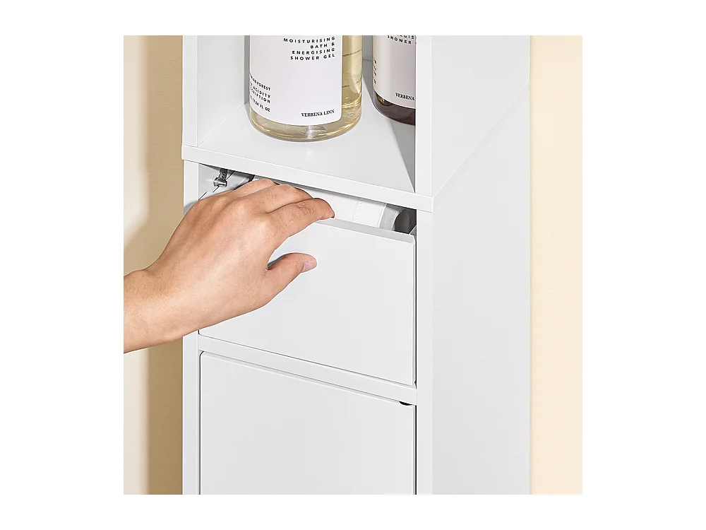 SoBuy Colonne de Rangement pour Salle de Bain avec Portes et Tiroirs