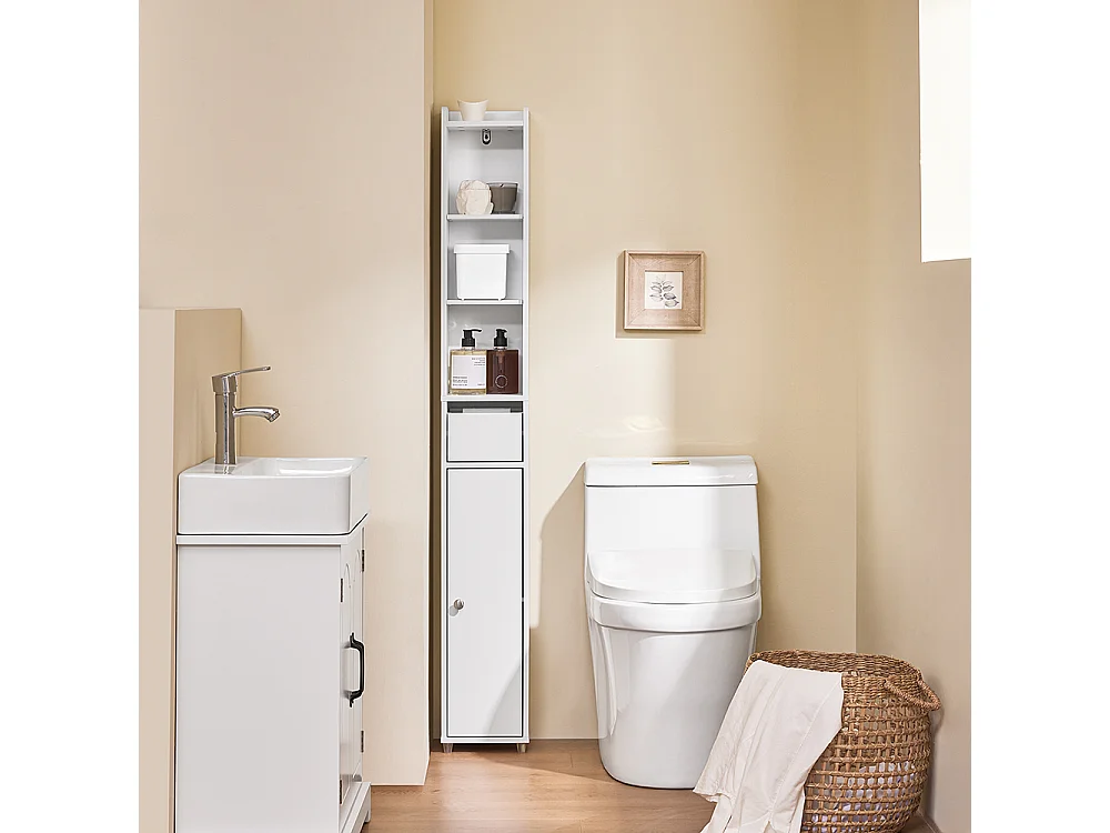 SoBuy Colonne de Rangement pour Salle de Bain avec Portes et Tiroirs