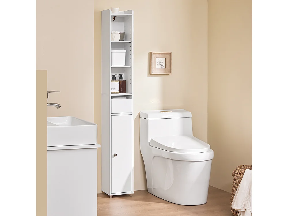 SoBuy Colonne de Rangement pour Salle de Bain avec Portes et Tiroirs