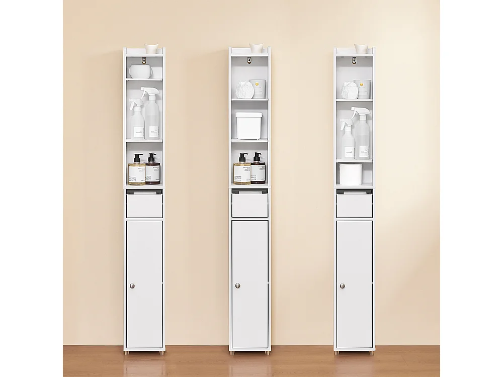 SoBuy Colonne de Rangement pour Salle de Bain avec Portes et Tiroirs