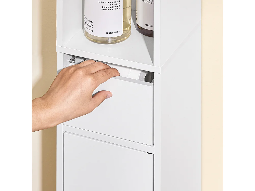 SoBuy Colonne de Rangement pour Salle de Bain avec Portes et Tiroirs