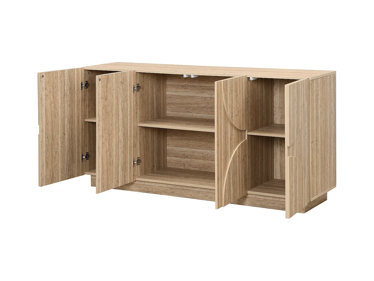 Aparador de madera natural con estantes, estilo reboteador: perfecto para la sala de estar o la cocina.