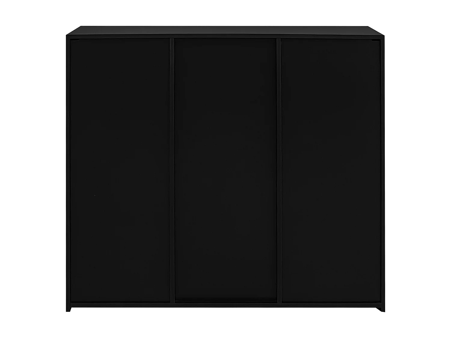 Aparador moderno negro con frente brillante, estantes de cristal, almacenamiento compacto 95 x 35 x 83 cm