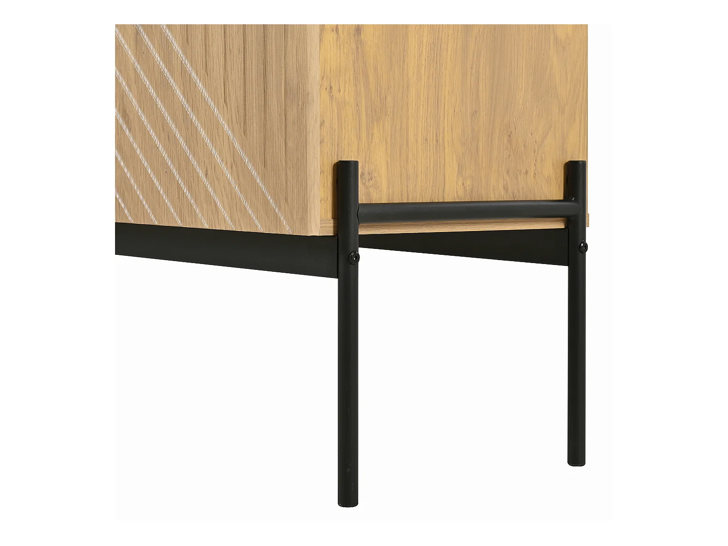 Aparador con 2 Puertas y 3 Cajones 75x140x40cm, Aparador con Estantes Regulables y Patas Metálicas, Natural