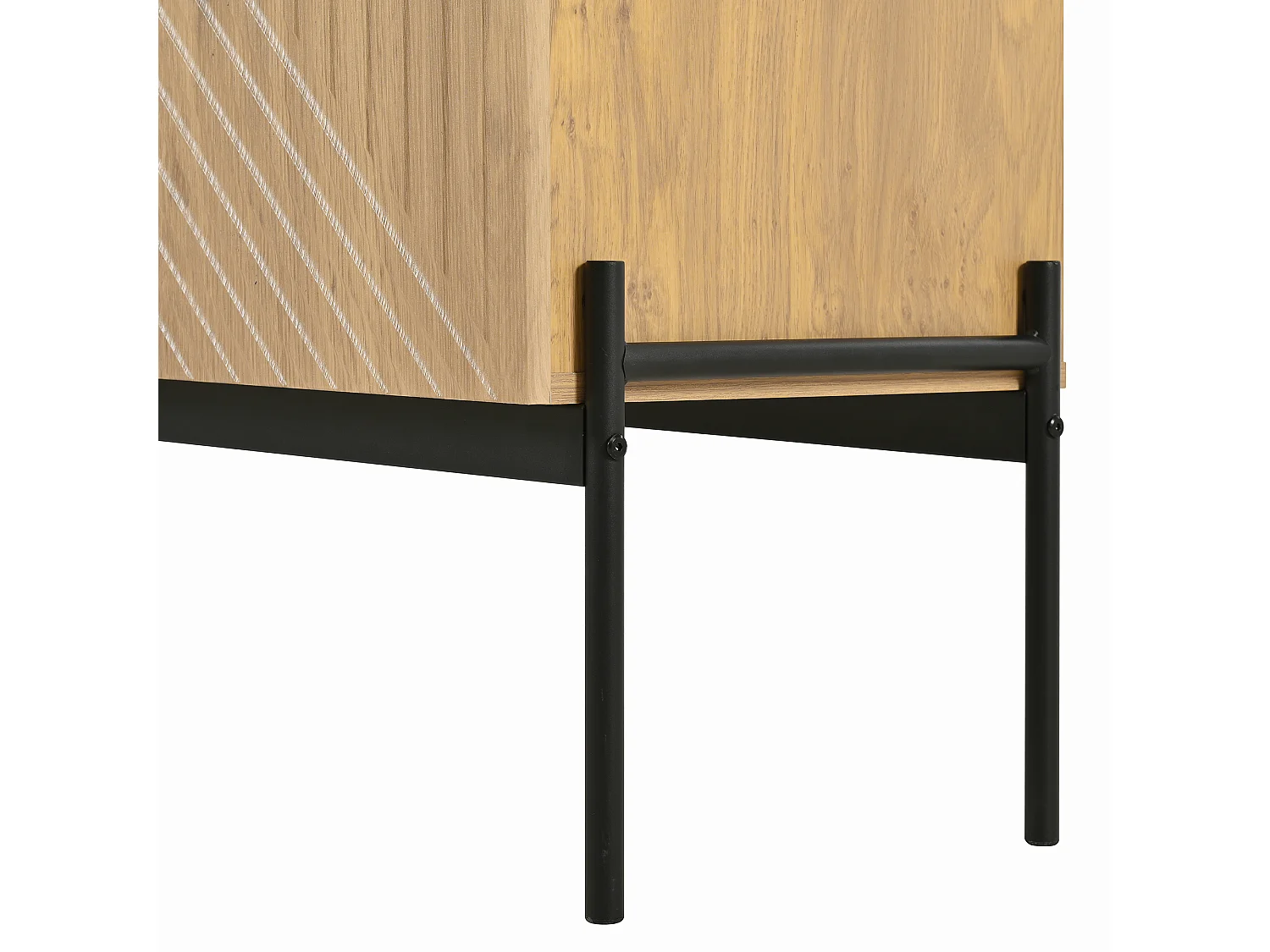 Buffet 2 Portes et 3 Tiroirs 75x140x40cm, Buffet avec Étagères Réglables et Pieds en Métal, Natural