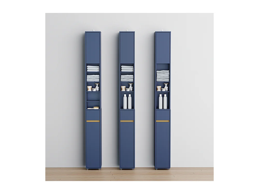 Mueble de Baño en MDF Resistente al Agua con Estantes y Cajón, Azul Oscuro